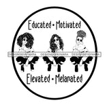 Pretty Afro Women Squatting Inside Circle Motivated Sunglasses B/W SVG JPG PNG Vector Clipart Cricut Silhouette Cut Cutting