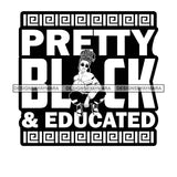 Pretty Afro Woman Squatting Educated Sunglasses Updo Hairstyle B/W SVG JPG PNG Vector Clipart Cricut Silhouette Cut Cutting