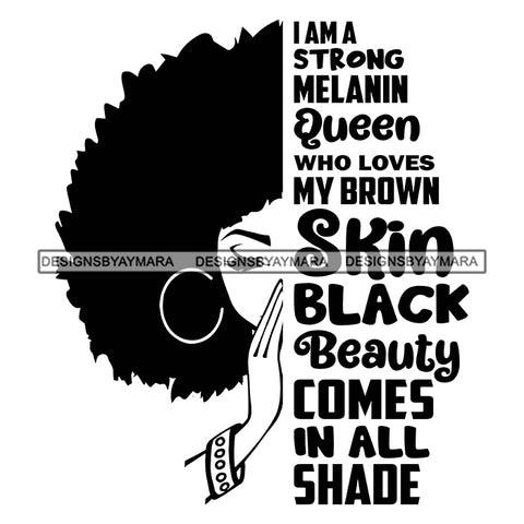 Pretty Afro Woman Half Face Motivational Quotes Praying B/W SVG JPG PNG Vector Clipart Cricut Silhouette Cut Cutting