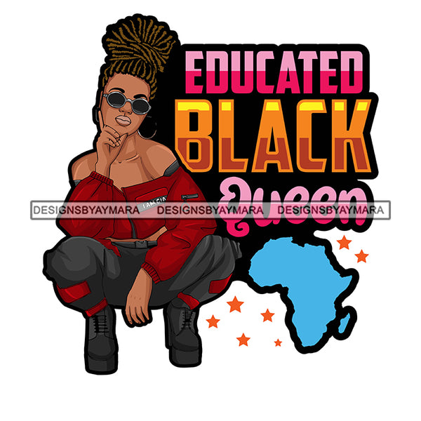 Pretty Afro Woman Squatting Africa Map Updo Hairstyle White Background SVG JPG PNG Vector Clipart Cricut Silhouette Cut Cutting