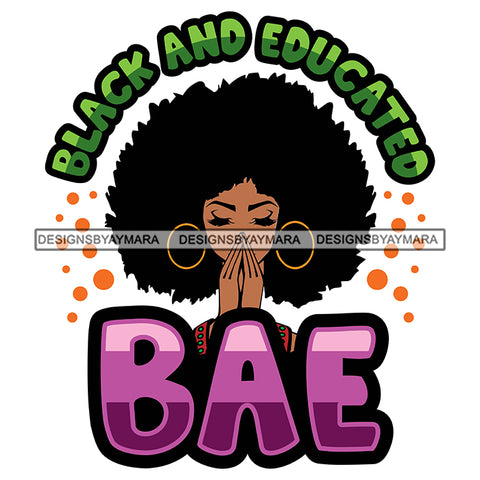 Pretty Afro Woman Praying Achiever Blessed Hoop Earrings Puffy Afro White Background SVG JPG PNG Vector Clipart Cricut Silhouette Cut Cutting