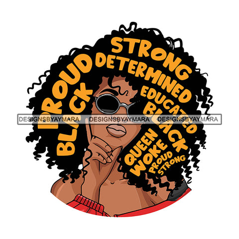 Pretty Afro Woman Motivational Hair Quotes Educated Successful White Background SVG JPG PNG Vector Clipart Cricut Silhouette Cut Cutting