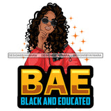 Pretty Afro Woman Educated Intelligent Strong Long Curly Hairstyle White Background SVG JPG PNG Vector Clipart Cricut Silhouette Cut Cutting