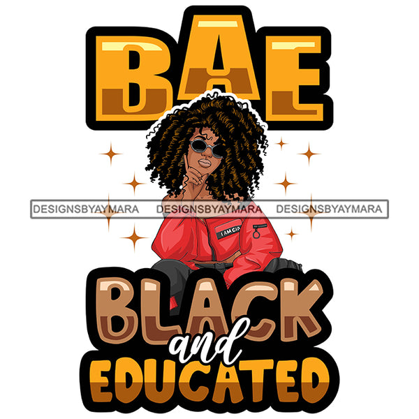 Pretty Woman Squatting Educated Sunglasses Natural Afro Hairstyle White Background SVG JPG PNG Vector Clipart Cricut Silhouette Cut Cutting