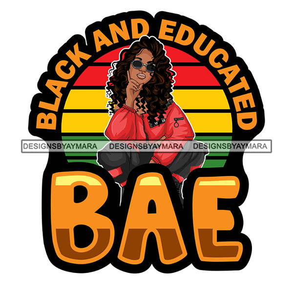 Pretty Woman Squatting Educated Long Curly Hairstyle Rasta Circle White Background SVG JPG PNG Vector Clipart Cricut Silhouette Cut Cutting