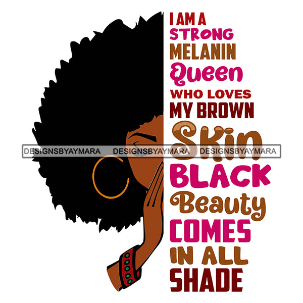 Pretty Afro Woman Half Face Motivational Quotes Praying White Background SVG JPG PNG Vector Clipart Cricut Silhouette Cut Cutting