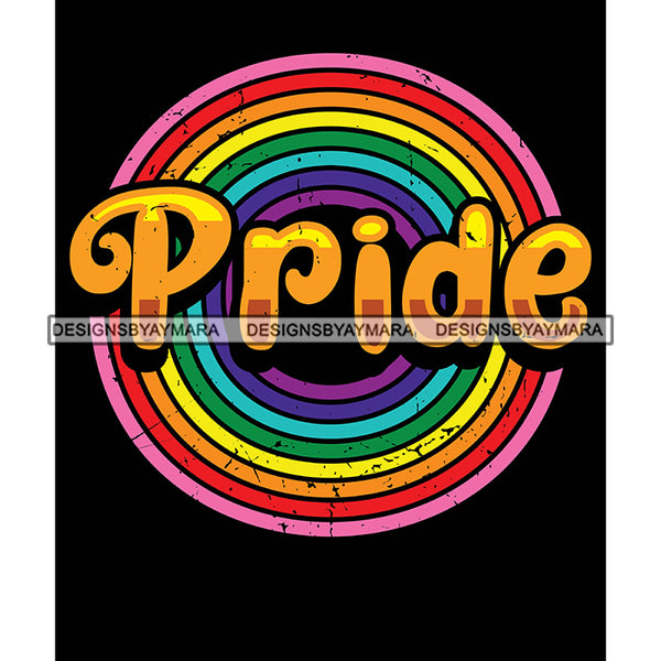 Pride Month Parade Inspirational Round Circle Rainbow Trans Black Background SVG JPG PNG Vector Clipart Cricut Silhouette Cut Cutting