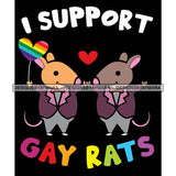 Pride Month Parade Funny Quote Rats Rat Holding Rainbow Flag Black Background SVG JPG PNG Vector Clipart Cricut Silhouette Cut Cutting