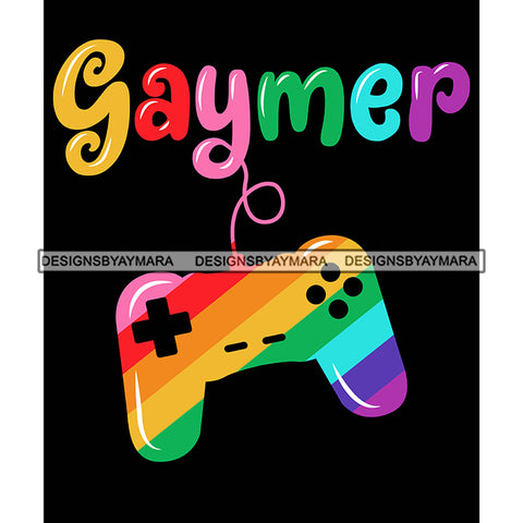 Pride Month Parade Gay Tolerance Rainbow Game Controller Black Background SVG JPG PNG Vector Clipart Cricut Silhouette Cut Cutting