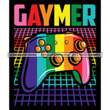 Pride Month Parade Gay Lgbt Rainbow Game Controller Black Background SVG JPG PNG Vector Clipart Cricut Silhouette Cut Cutting