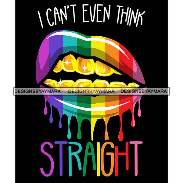 Pride Month Parade Funny Quote Colorful Dripping Rainbow Lips Black Background SVG JPG PNG Vector Clipart Cricut Silhouette Cut Cutting