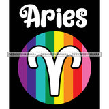 Pride Month Parade Celebration Rainbow Aries Zodiac Sign Black Background SVG JPG PNG Vector Clipart Cricut Silhouette Cut Cutting