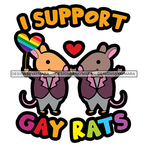 Pride Month Parade Funny Quote Rats Rat Holding Rainbow Flag White Background SVG JPG PNG Vector Clipart Cricut Silhouette Cut Cutting