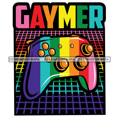 Pride Month Parade Gay Lgbt Rainbow Game Controller White Background SVG JPG PNG Vector Clipart Cricut Silhouette Cut Cutting