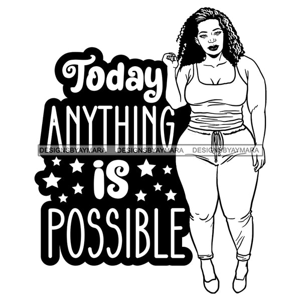 Afro Beautiful Sexy Woman Life Quotes Sarcastic Melanin Nubian Sexy Curvy Thick Long Curly Hairstyle B/W SVG PNG JPG Cutting Files Silhouette Cricut More