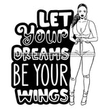 Afro Beautiful Sexy Woman Life Quotes Melanin Nubian Sexy Curvy Ponytail Hairstyle B/W SVG PNG JPG Cutting Files Silhouette Cricut More