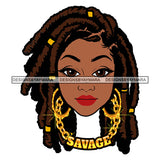 Afro Attractive Cute Urban Girl Savage Gold Chain Bamboo Hoop Earrings Dreadlocks Hair Style SVG Cutting Files For Silhouette Cricut