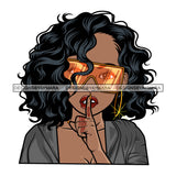 Black Goddess Lola Silence Be Quiet Glamour Fashion Sunglasses Bamboo Hoop Earrings Sexy Attractive Portrait Fashion Woman Curly Hair Style SVG Cutting Files For Silhouette  Cricut