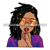 Black Goddess Lola Silence Be Quiet Glamour Fashion Sunglasses Bamboo Hoop Earrings Sexy Attractive Portrait Fashion Woman Dreadlocks Hair Style SVG Cutting Files For Silhouette  Cricut