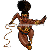 Black Super Woman Hero  Flying Gold Whip Clipart JPG PNG  Clipart Cricut Silhouette Cut Cutting