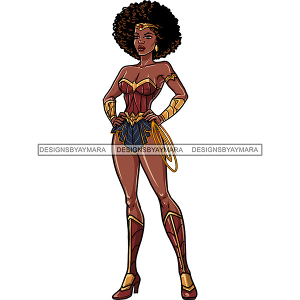 Black Super Woman Hero Afro Clipart JPG PNG  Clipart Cricut Silhouette Cut Cutting