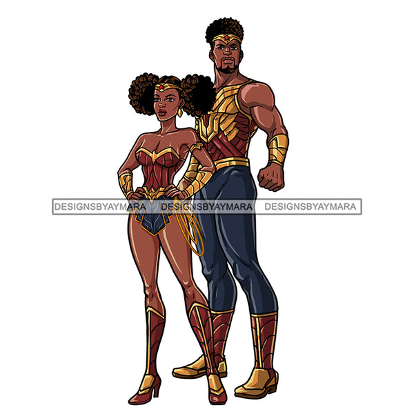Black Super Couple Hero Afro Clipart JPG PNG  Clipart Cricut Silhouette Cut Cutting