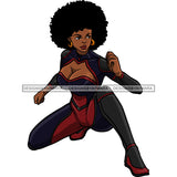 Black Super Woman Afro Clipart JPG PNG  Clipart Cricut Silhouette Cut Cutting