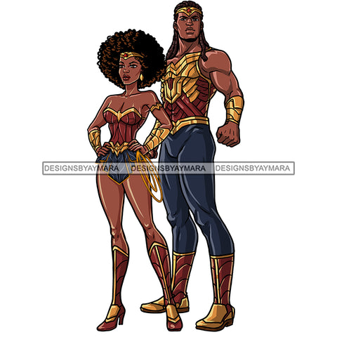 Black Super Couple Hero Afro Man Locs Clipart JPG PNG  Clipart Cricut Silhouette Cut Cutting