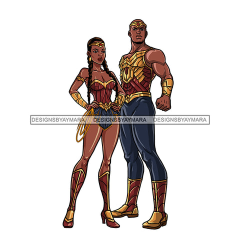 Black Super Hero Couple Clipart JPG PNG  Clipart Cricut Silhouette Cut Cutting