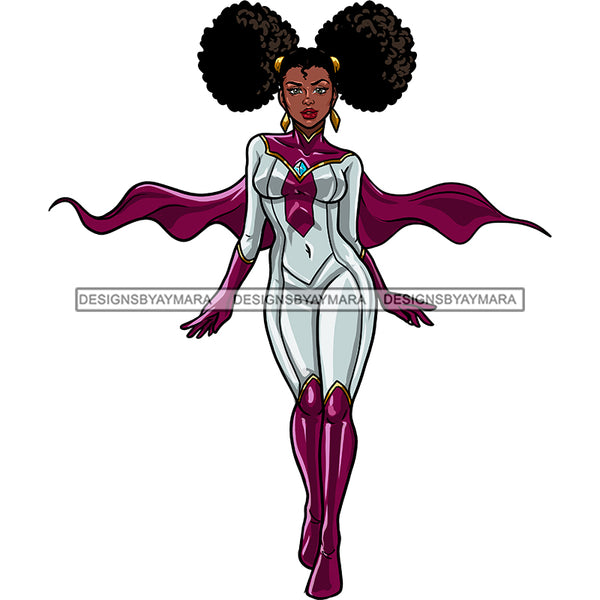 Black Super Hero Woman Silver And Burgundy Cape Clipart JPG PNG  Clipart Cricut Silhouette Cut Cutting