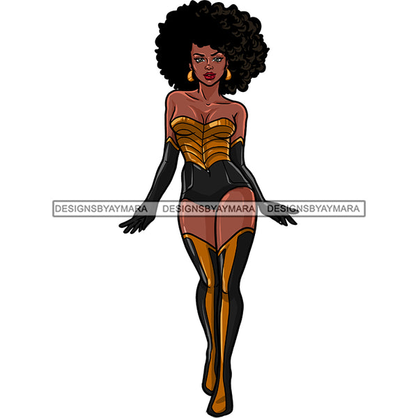 Black Super Hero Woman Green And Gold Big Afro Clipart JPG PNG  Clipart Cricut Silhouette Cut Cutting