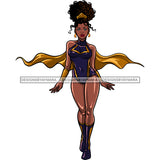 Black Super Hero Woman Blue And Gold Cape  Clipart JPG PNG  Clipart Cricut Silhouette Cut Cutting