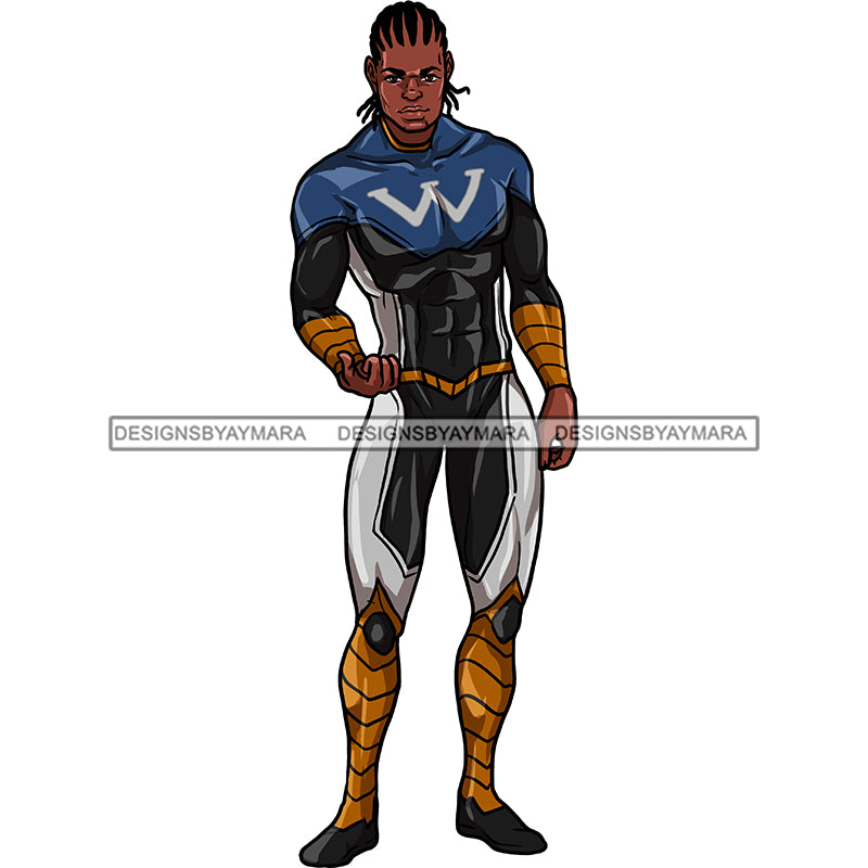 Black Super Hero Man Cornrows Clipart JPG PNG Clipart Cricut Silhouett ...