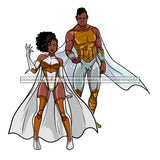 Black Super Hero Couple Silver And Gold Capes Clipart JPG PNG  Clipart Cricut Silhouette Cut Cutting