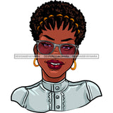 Black Woman Afro In Gray Top Silver Gray Glasses Smiling JPG PNG  Clipart Cricut Silhouette Cut Cutting