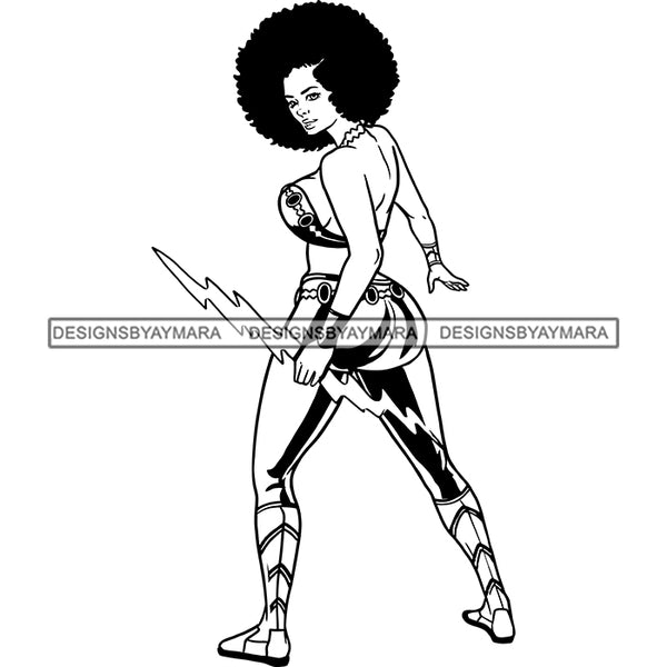 Black Super Hero Superhero Woman Cape Power Strong Melanin Cartoon Costume Brave SVG JPG PNG Clipart Cricut Silhouette Cut Cutting