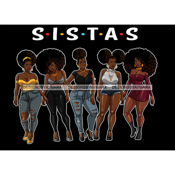 5 Sexy Plus Size Black Women Sistas  JPG PNG  Clipart Cricut Silhouette Cut Cutting