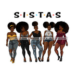 5 Sexy Plus Size Black Women Sistas  JPG PNG  Clipart Cricut Silhouette Cut Cutting