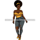 Sexy Plus Size Black Woman Big Afro Ripped Jeans JPG PNG  Clipart Cricut Silhouette Cut Cutting