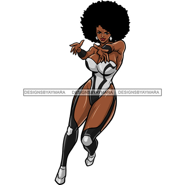 Black Super Woman Hero Afro Kick  Clipart JPG PNG  Clipart Cricut Silhouette Cut Cutting