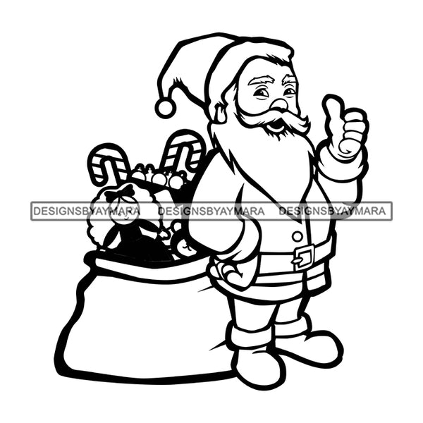 Santa Claus Bag Of Gifts Surprise Merry Christmas Happy Holyday Santa Outfit Santa Hat SVG PNG JPG Cut Files For Silhouette Cricut and More!