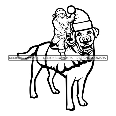 Labrador Dog Wearing Santa Hat Santa Claus Riding Dog Merry Christmas Happy Holyday Santa Outfit Santa Hat SVG PNG JPG Cut Files For Silhouette Cricut and More!