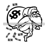 Santa Stealing Bag Of Money Facemask Gangsta Santa Merry Christmas Happy Holyday Santa Outfit Santa Hat SVG PNG JPG Cut Files For Silhouette Cricut and More!