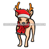 Chihuahua Dog Wearing Santa Clothes Merry Christmas Happy Holyday Santa Outfit Santa Hat SVG PNG JPG Cut Files For Silhouette Cricut and More!