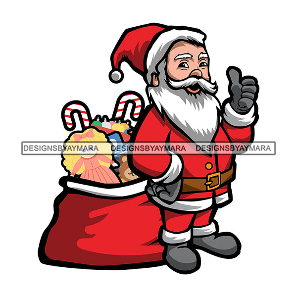 Santa Claus Bag Of Gifts Surprise Merry Christmas Happy Holyday Santa Outfit Santa Hat SVG PNG JPG Cut Files For Silhouette Cricut and More!