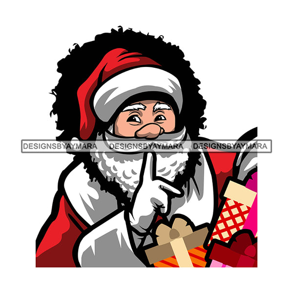 Santa Claus Surprise Gifts Box Merry Christmas Happy Holyday Santa Outfit Santa Hat SVG PNG JPG Cut Files For Silhouette Cricut and More!