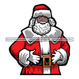 Black Santa Claus Gifts Surprise Merry Christmas Happy Holyday Santa Outfit Santa Hat SVG PNG JPG Cut Files For Silhouette Cricut and More!