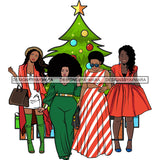 Christmas's Ladies Celebration Christmas Tree Gift Happiness Friend Family Together Santa Hat SVG Cutting Files For Silhouette Cricut