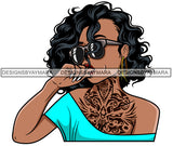 Lola With  Wearing Sunglasses  Chest Tattoo SVG JPG PNG Vector Clipart Cricut Silhouette Cut Cutting