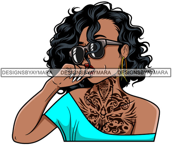 Lola With  Wearing Sunglasses  Chest Tattoo SVG JPG PNG Vector Clipart Cricut Silhouette Cut Cutting
